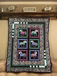 Horsen Around Quilt - Teal